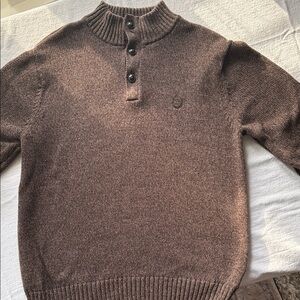 Chaps Men's Chocolate Brown 3-Button Sweater